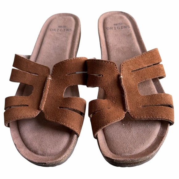 Earth Origins LUNA Suede Slide Sandals Tan Size 9M - Picture 1 of 9